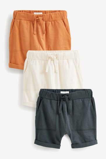 Orange/Charcoal/Neutral Lightweight Jersey Shorts 3 Pack (3mths-7yrs)