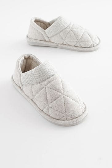 Grey Quilted Slippers