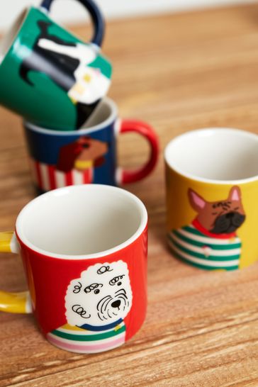 Joules Set of 4 Multi Dog Espresso Cupper Cupper