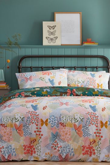 Buy furn. Forage Floral Butterfly Print Reversible Duvet Cover and Pillowcase Set from the Laura Ashley online shop
