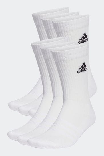 adidas White 6 Pack Cushioned Crew Socks 3 Pairs