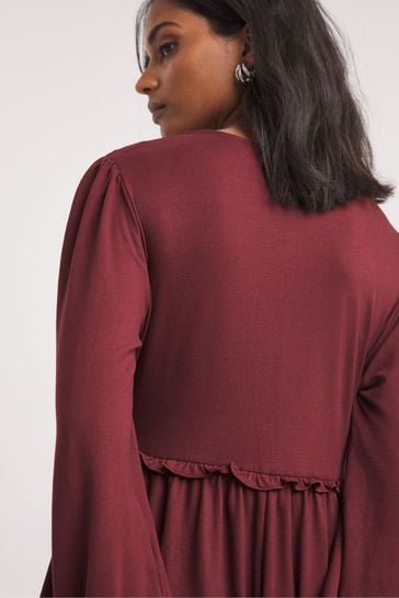 Buy JD Williams Burgundy Red V Neck Shirred Front Waisted Soft Touch Jersey Dress from Next Ireland