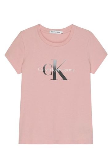 Calvin Klein Girls Pink Gradient Monogram T-Shirt