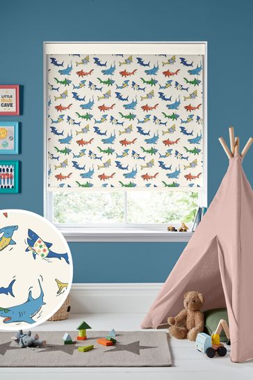 Cath Kidston Cream Kids Summer Sharks Made To Measure Roller Blinds