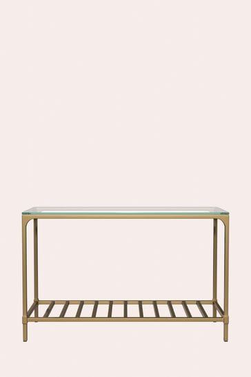 White and brass console table sale