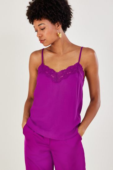Monsoon Pink Clara Lace Cami Top with LENZING™ ECOVERO™