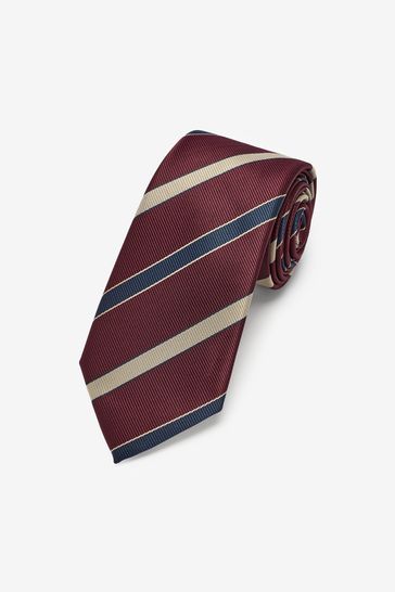 Burgundy Red/Blue Navy Stripe Regular Pattern Tie