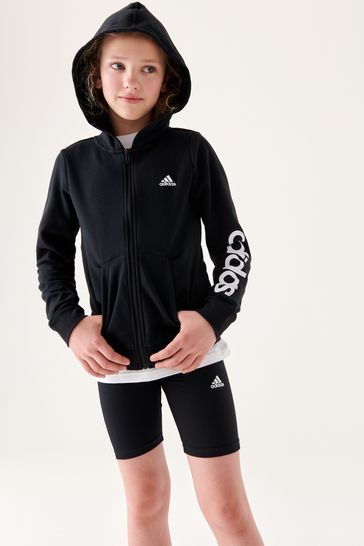 adidas Black Sportswear Essentials Linear Logo Full-Zip Hoodie