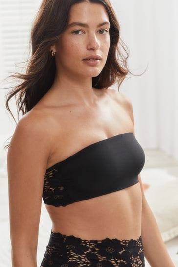 Buy Black/Black Lace Bandeau Bras 2 Pack from Next Luxembourg