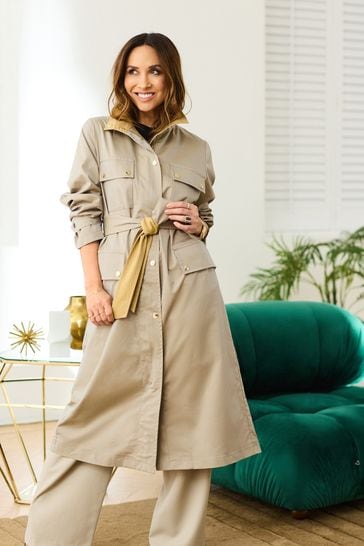 Buy Myleene Klass Neutral Stone Funnel Neck Showerproof Coat from Next Denmark