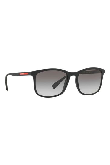 Prada Black Sport Rubberised Square Frame Sunglasses