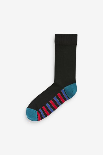 Buy Black Stripe 7 Pack Mens Cotton Rich Socks from Next United