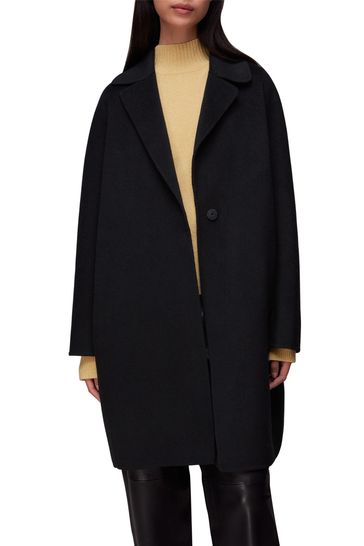 Whistles Black Double Faced Wool Cocoon Black Coat