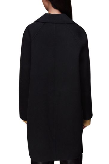 Black wool cocoon coat hotsell