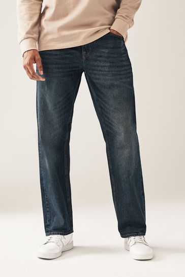 Blue Tint Cotton Relaxed Fit Jeans