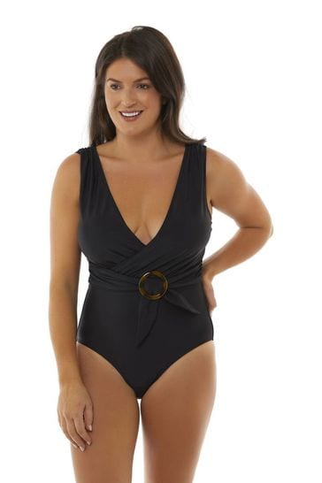 Seaspray Black Marilyn Plunge Tummy Control Swimsuit