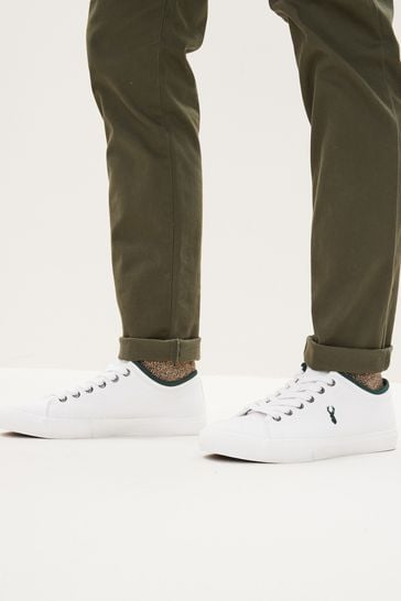 White Collared Canvas Trainers