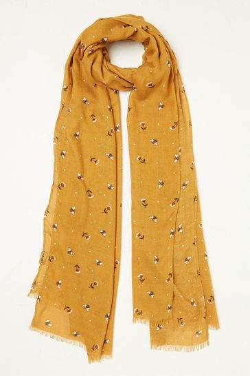 FatFace Yellow Bee Floating Bloom Scarf
