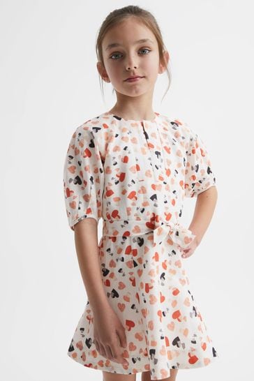 Reiss Ivory Print Freeda Junior Linen Dress