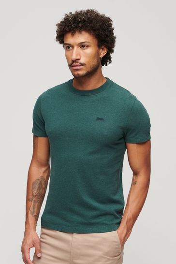 Superdry Dark Green Cotton Micro Embroidered T-Shirt
