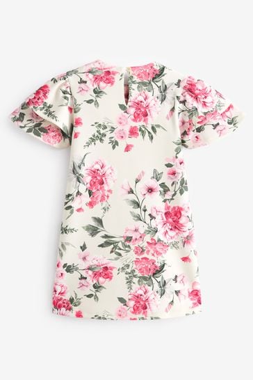 Buy Ivory White Pink Floral Scuba Occasion Dress 1.5 16yrs from Next Luxembourg