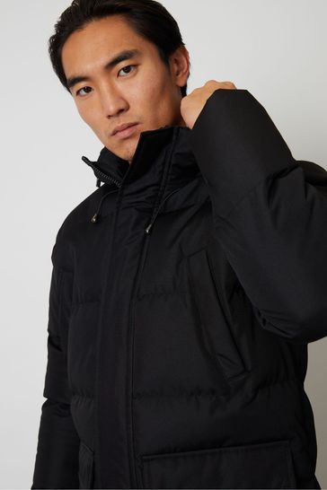 Buy Threadbare Black Luxe Showerproof Longline Padded Coat from