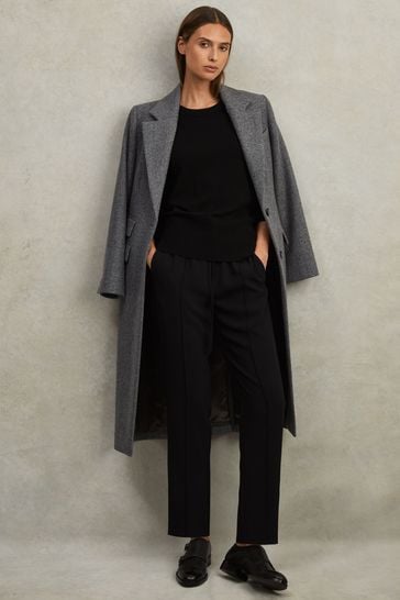 Buy Reiss Black Hailey Petite Tapered Pull On Trousers from Next Malta