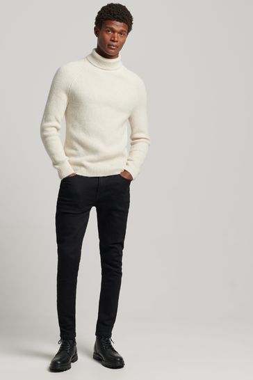 White chunky polo neck jumper on sale