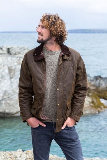 Buy Celtic Co. Mens Waxed Cotton Brown Jacket from Next Luxembourg