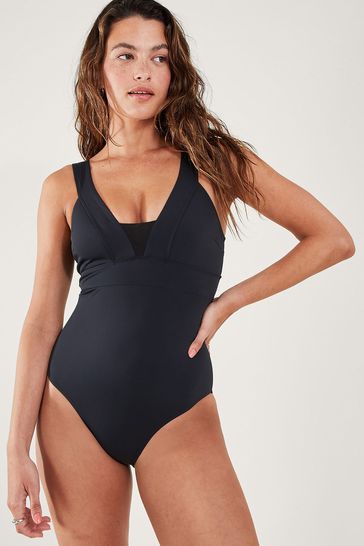 Accessorize Black Mesh Shaping Lexi Swimsuit