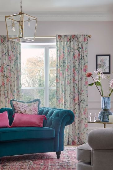 Buy Duck Egg Blue Emporium Floral Eyelet Blackout/Thermal Curtains from  Next USA