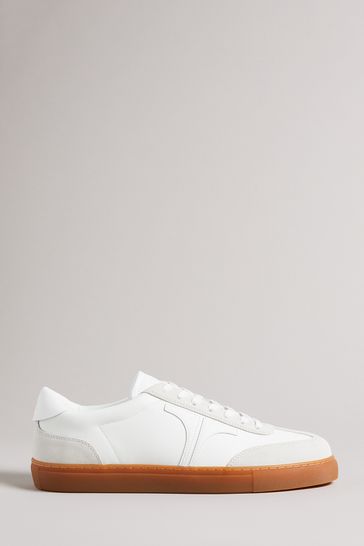 Ted Baker Robbert White Retro Suede Leather Mix Sneakers