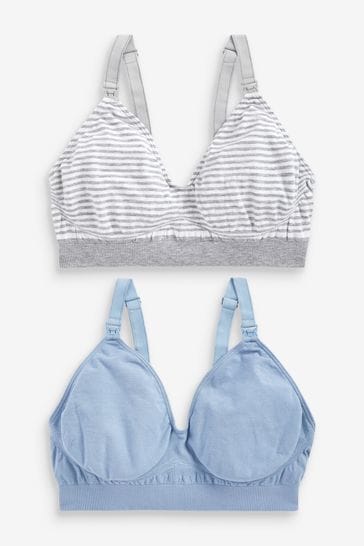 Seraphine Blue Maternity And Nursing Seamless Bamboo Bras 2 Pack