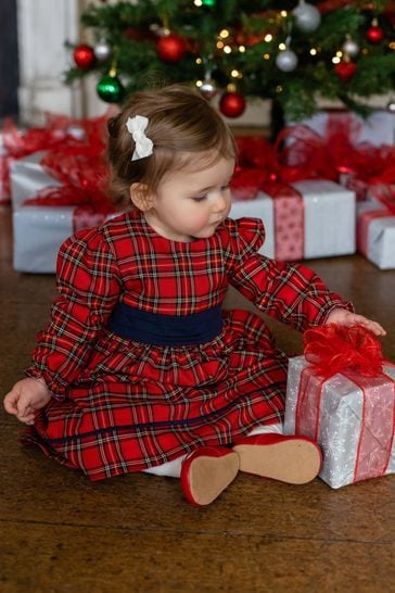 Emile Et Rose Red Tartan Christmas Dress & Tights