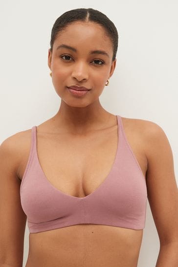 Buy Green/Pink/Cream Non Pad Non Wire Cotton Blend Bras 3 Pack from Next USA
