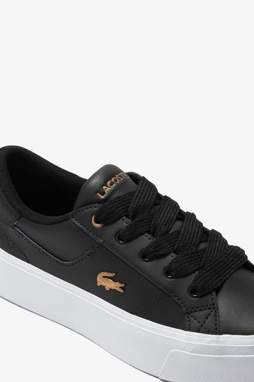 Buy Lacoste Womens Black White Ziane Platform Leather Trainers from Next Bahrain