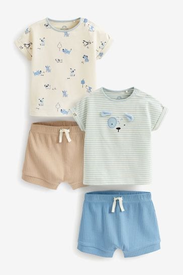 Blue Dog 4 Piece Baby T-Shirts And Shorts Set