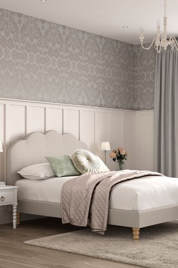 Scalloped hotsell upholstered bed