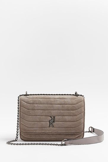River island grey suede bag store