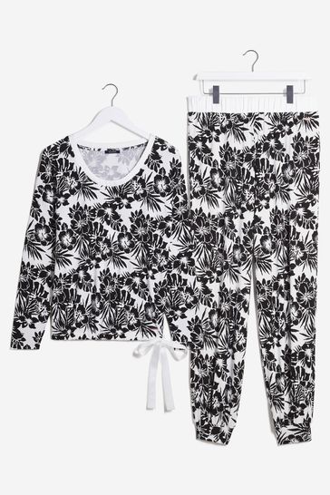 Figleaves Camelia Rouche Black Side Top and Joggers Set