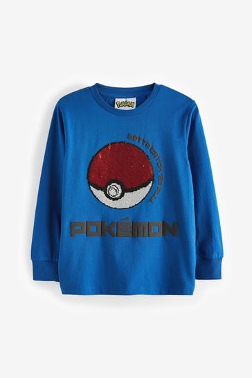 Cobalt Blue Pokemon Long Sleeve Flippy Sequin License T-Shirt (4-14yrs)