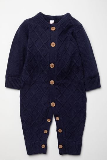 Rock A Bye Baby Boutique Navy Blue Knitted All-In-One Romper