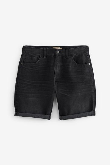 Buy Washed Black Slim Stretch Denim Shorts from Next Luxembourg