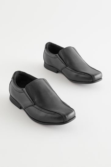 Black Standard Fit (F) School Leather Loafers