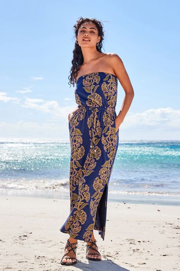 Buy Navy Floral Bandeau Midi Dress from Next Luxembourg