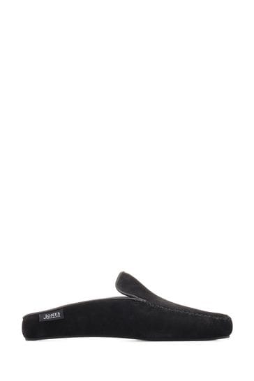 Jones Bootmaker Yarmouth Black Leather Moccasin Slippers