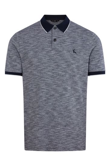 F F Blue Textured Polo Shirt