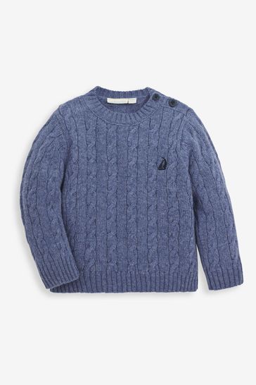 JoJo Maman Bébé Denim Classic Cable Knit Jumper