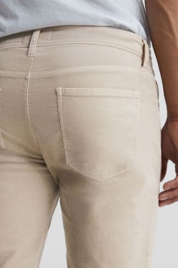 Reiss Ivory Cream Lennox PAIGE Micro Corduroy Slim Fit Jeans