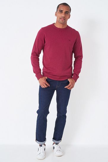 Crew Clothing Company Red Cotton Casual Jumper